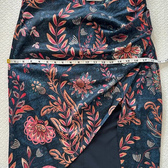 NEW Averie Halley Draped Midi Tropical Cocktail Evening Dress - Picture 9 of 12